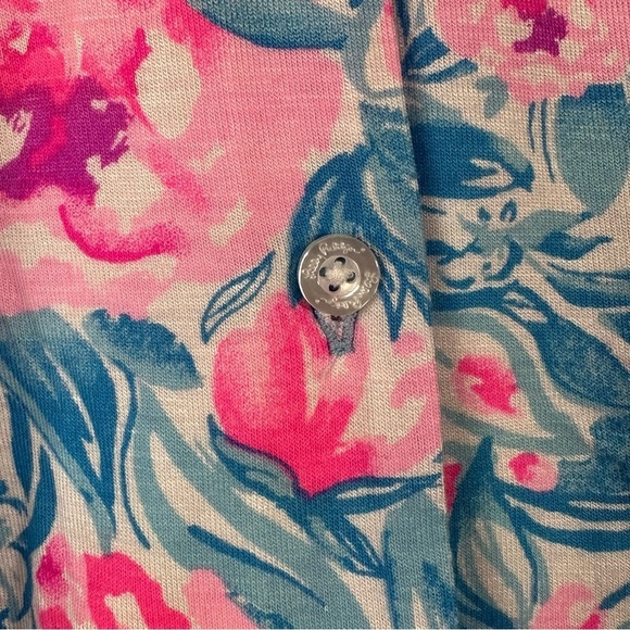 Lilly Pulitzer Pajama NWT PJ Long Sleeve Top Bondi Blue My Little Peony XSmall - Picture 7 of 10